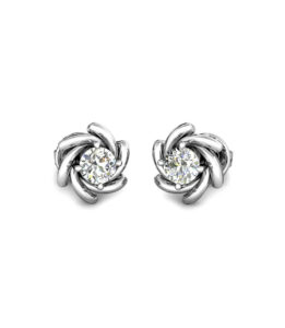 Solitaire Diamond Platinum Earrings